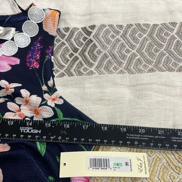 (E1) Eliza‎ J dress by NWT Sleeveless, lined, navy, multi-color, sizes 6,8,10 - Picture 6 of 14
